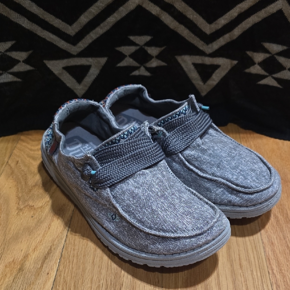 Hey Dude Women's Gray Casual Slip-On Moccasin Shoes with Colorful Detailing